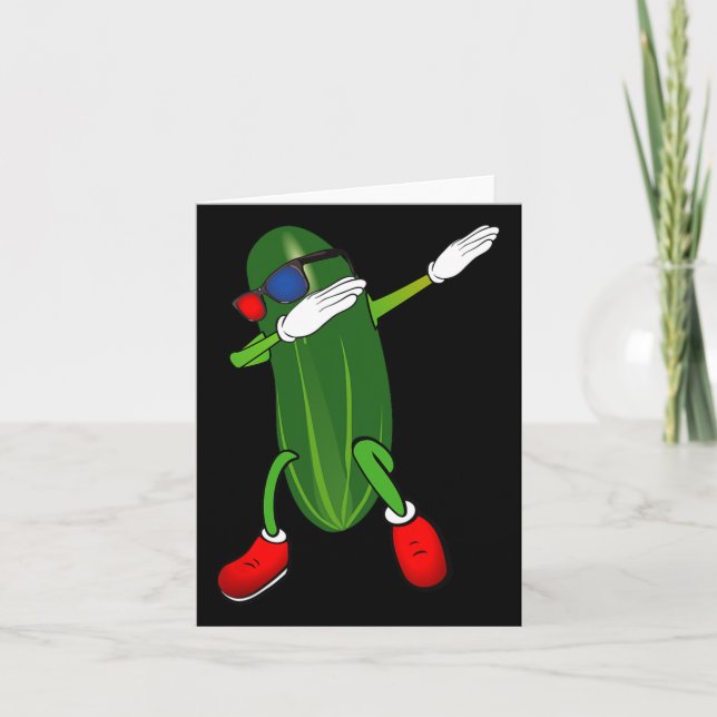 Dancing Cucumber Pickle Lover Cute Funny  Card (Front)