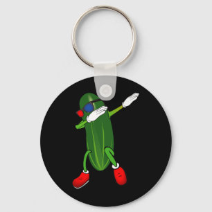 Dancing Cucumber Pickle Lover Cute Funny Keychain