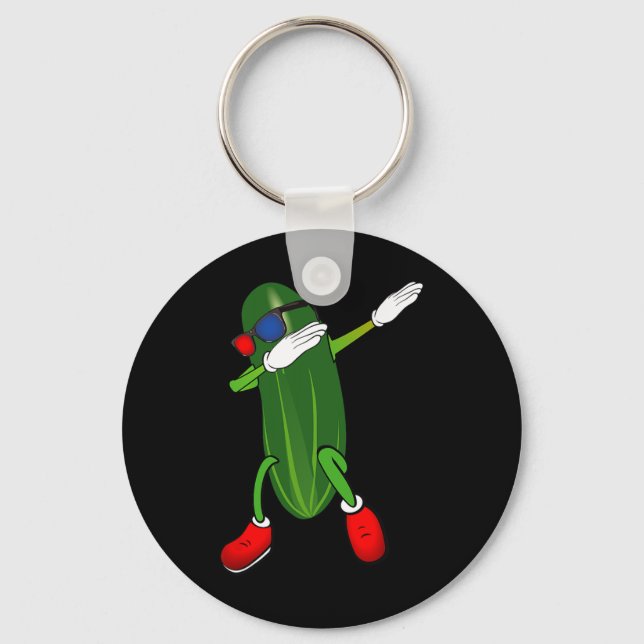 Dancing Cucumber Pickle Lover Cute Funny  Keychain (Front)