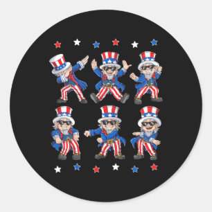 Dancing Dabbing Uncle Sam 4th Of July Boys Girls K Classic Round Sticker
