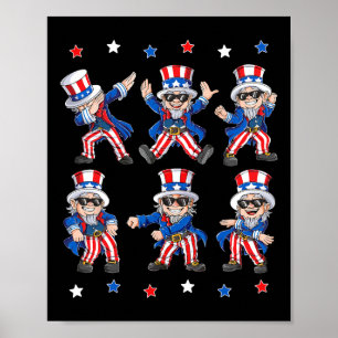 Dancing Dabbing Uncle Sam 4th Of July Boys Girls K Poster