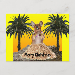 Dancing Dachshund Christmas Postcard