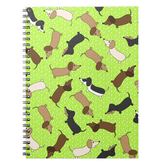 Dancing Dachshunds (Lime Green) Notebook (Front)