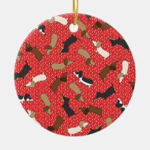 Dancing Dachshunds (Red) Ceramic Ornament