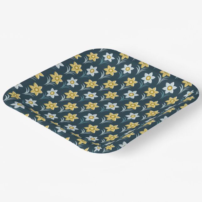 Dancing daffodil paper plates (Angled)
