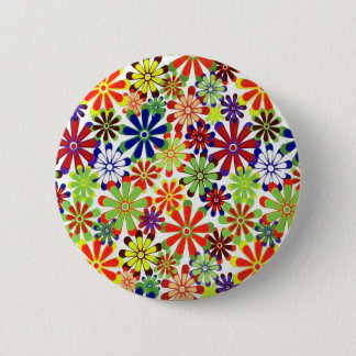 Dancing Daisies Retro Design Pinback Button