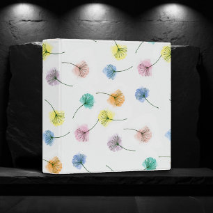 Dancing Dandelions Watercolor Floral Pattern 3 Ring Binder