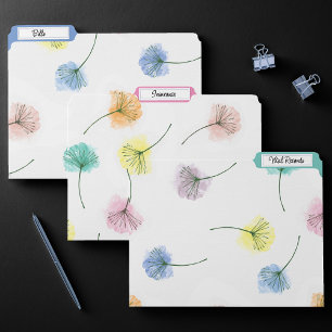 Dancing Dandelions   Watercolor Floral Pattern File Folder
