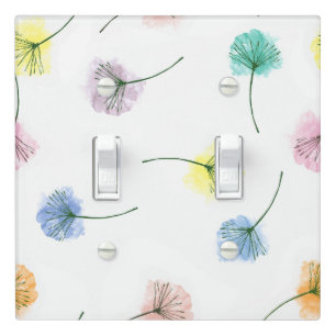 Dancing Dandelions Watercolor Floral Pattern Light Switch Cover