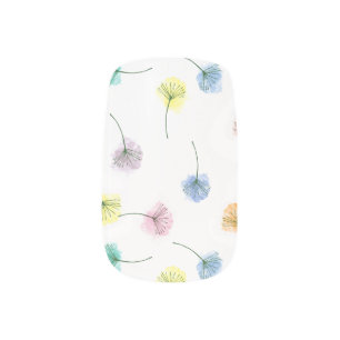 Dancing Dandelions Watercolor Floral Pattern Minx Nail Art