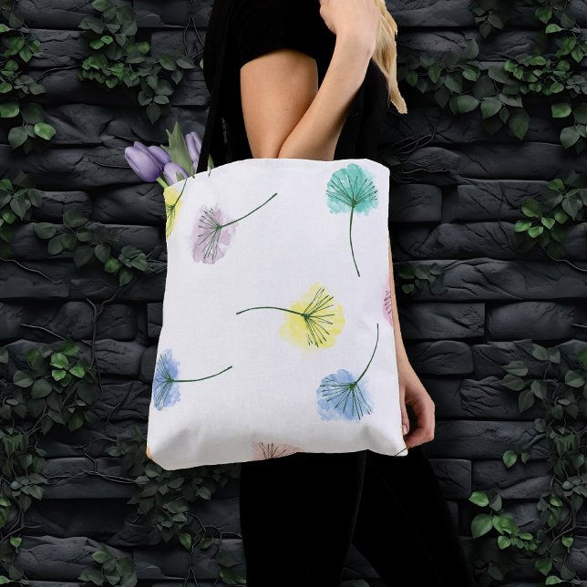 Dancing Dandelions | Watercolor Floral Pattern Tote Bag (Creator Uploaded)