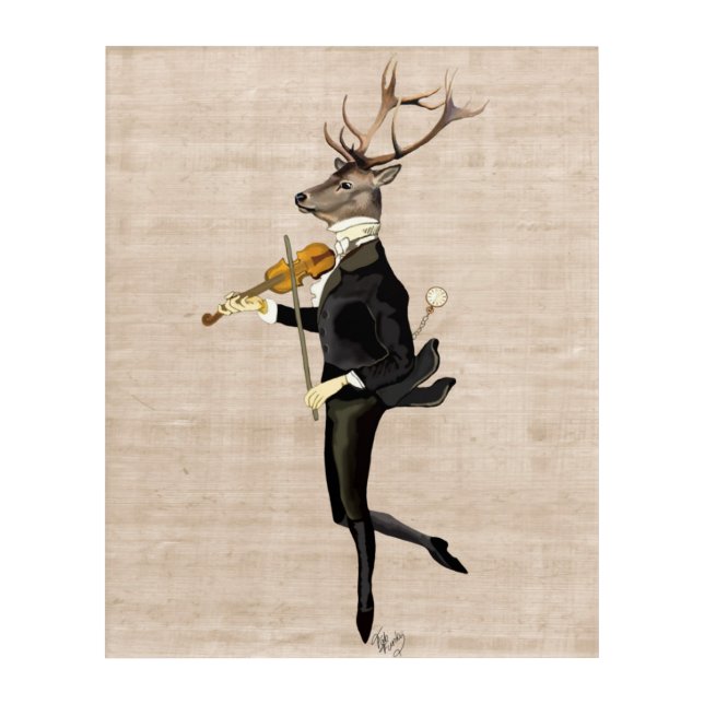 Dancing Deer with Violin Acrylic Print (Front)