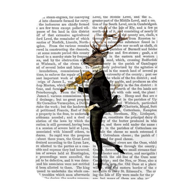Dancing Deer with Violin Magnet (Vertical)