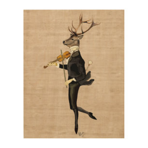 Dancing Deer with Violin Wood Wall Decor