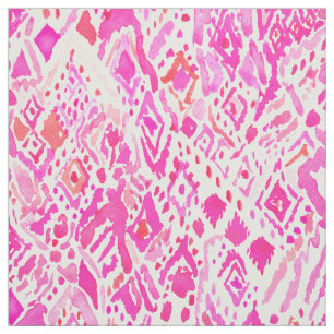 DANCING DIAMONDS Pink Watercolor Women Tribal Fabric