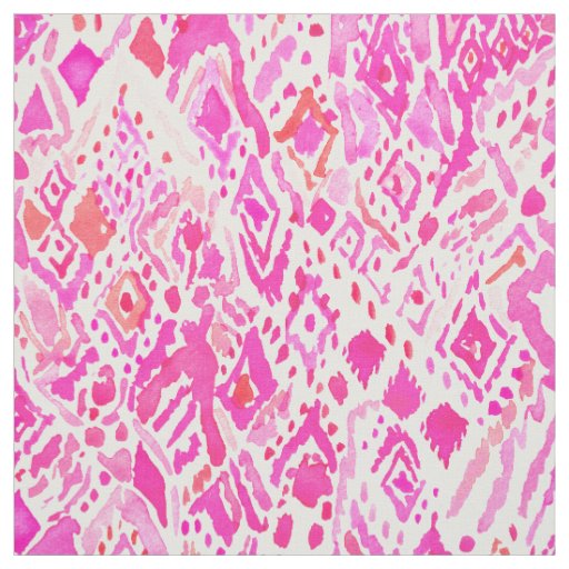 DANCING DIAMONDS Pink Watercolor Women Tribal Fabric