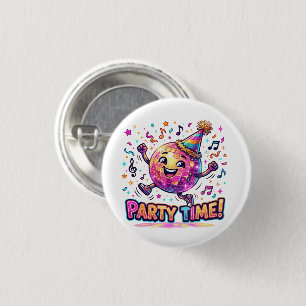 Dancing Disco Ball Birthday Party Time Cute Funny Button