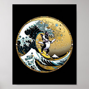 Dancing Dog Surf Board Great Wave Surfing - Boston Poster