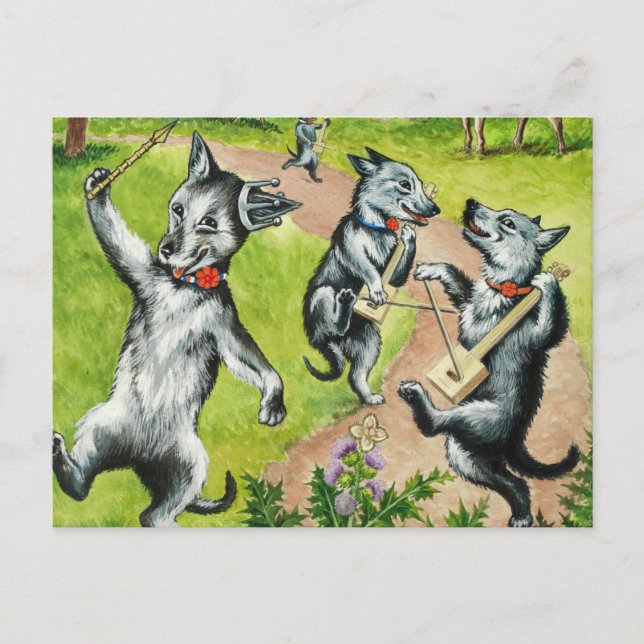 Dancing Dogs by Louis Wain Postcard (Front)