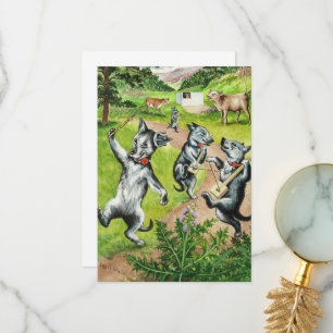 Dancing Dogs by Louis Wain Thank You Card