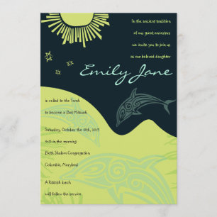 DANCING DOLPHINS Bat Mitzvah Invitation