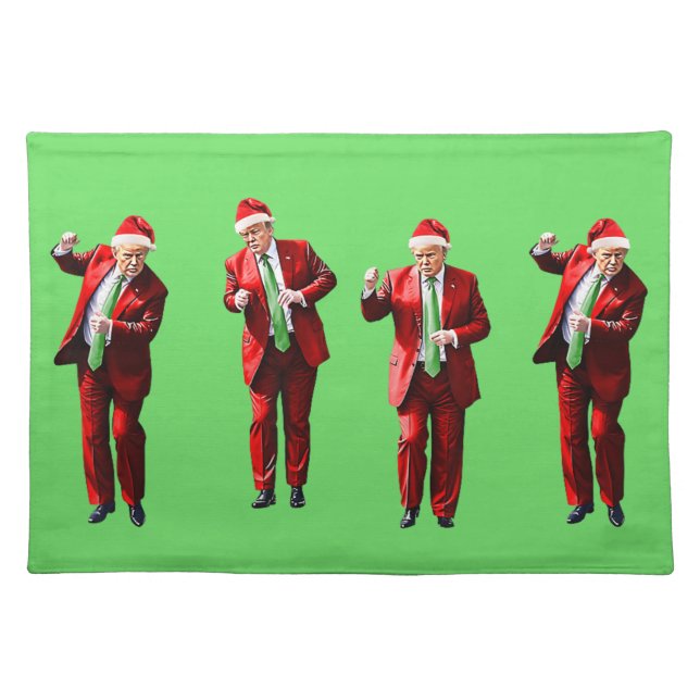 Dancing Donald Trump Christmas MAGA Cloth Placemat (Front)