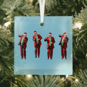 Dancing Donald Trump Christmas MAGA Glass Ornament