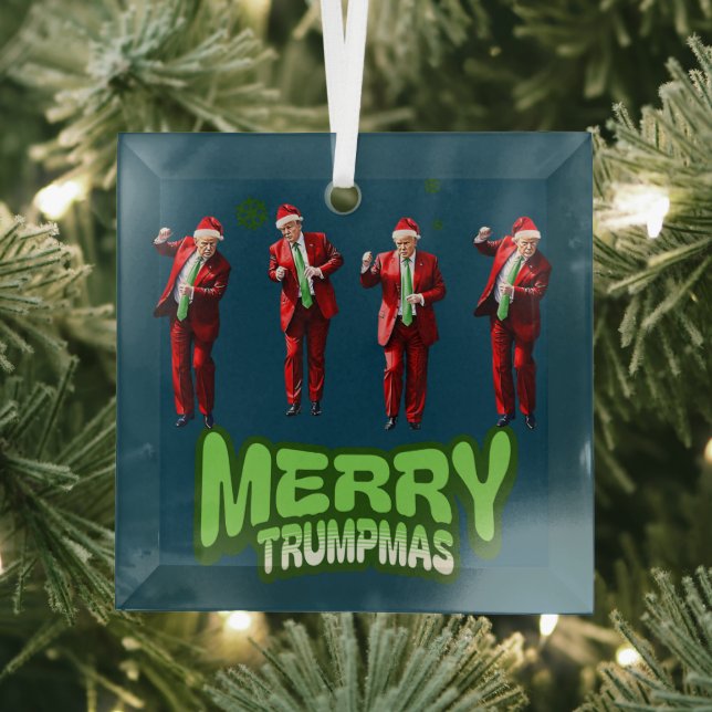 Dancing Donald Trump MAGA Christmas Glass Ornament (Insitu)