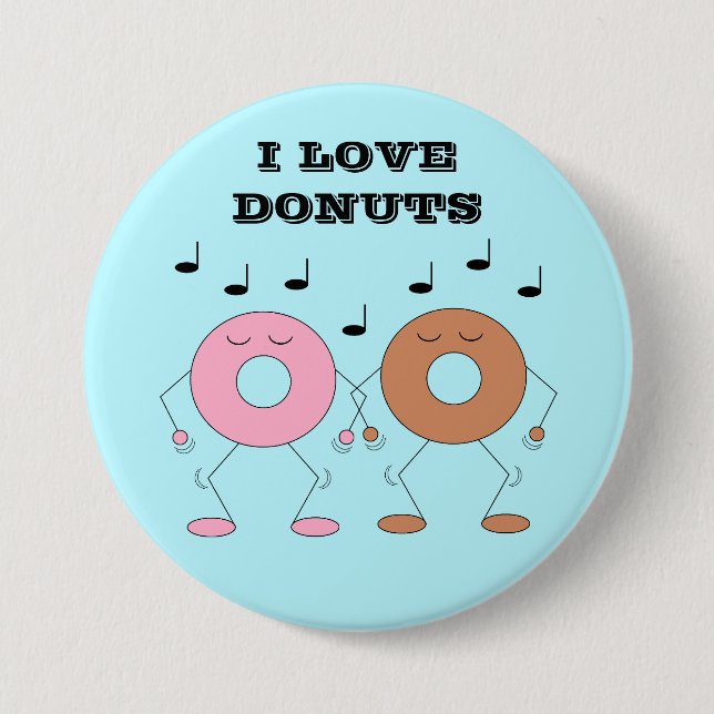 Dancing Donuts Blue Button (Front)