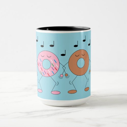Dancing Donuts Blue Mug
