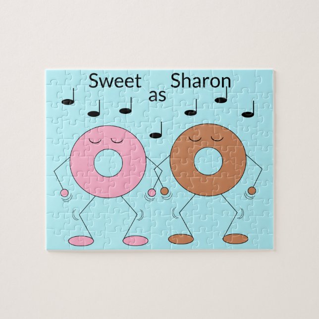Dancing Donuts Light Blue Jigsaw Puzzle (Horizontal)