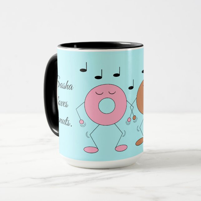 Dancing Donuts Light Blue Mug (Front Left)