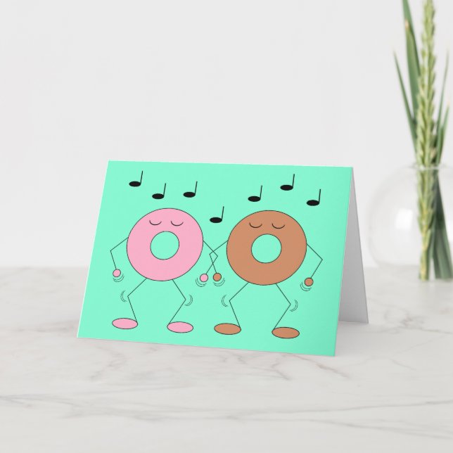 Dancing Donuts Mint Green: Blank Card (Front)