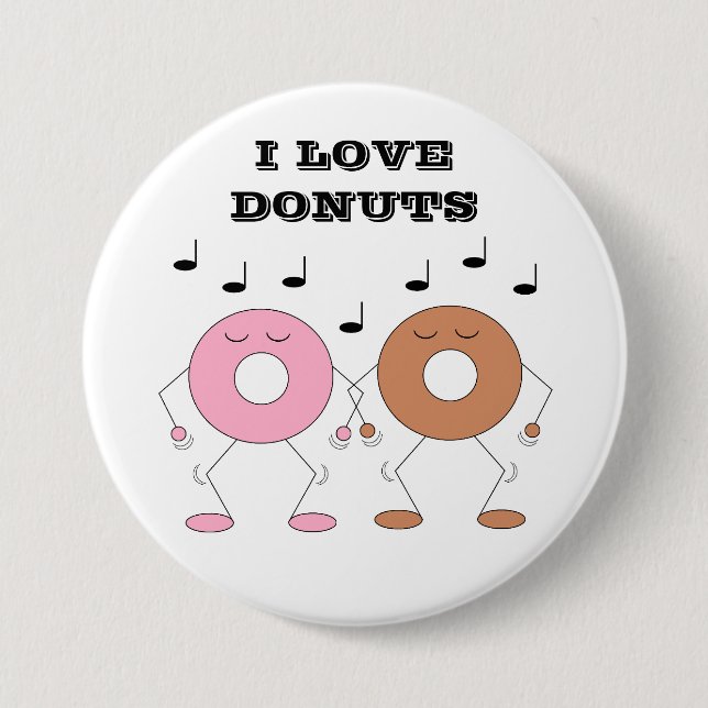 Dancing Donuts White Button (Front)