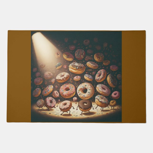 Dancing Doughnuts Surreal Bakery Doormat (Front)