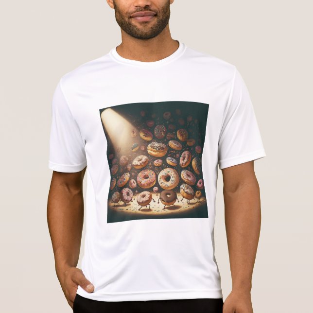 Dancing Doughnuts Surreal Bakery T-Shirt (Front)