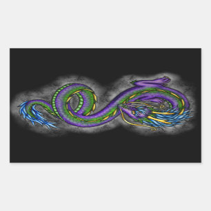 Dancing Dragon Rectangular Sticker