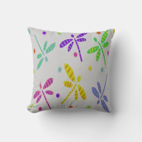 Dancing Dragonflies Abstract Art Throw Pillow