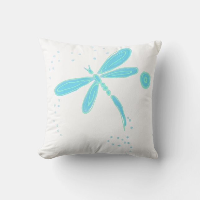 Dancing Dragonfly Abstract Art Throw Pillow (Front)
