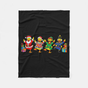 Dancing Ducks Christmas Cute Holiday Party Apparel Fleece Blanket