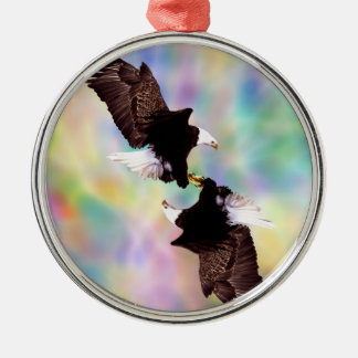 Dancing eagles metal ornament