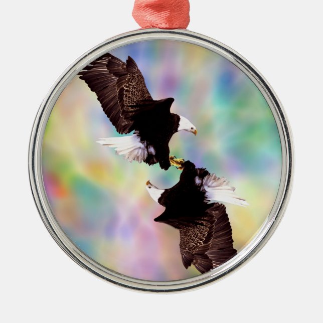 Dancing eagles metal ornament (Front)
