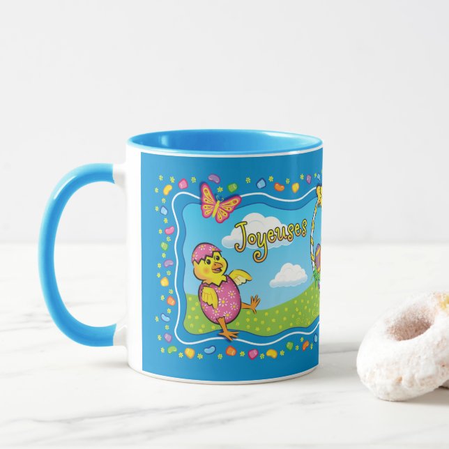 Dancing Easter Basket French Ceramic Mug (With Donut)