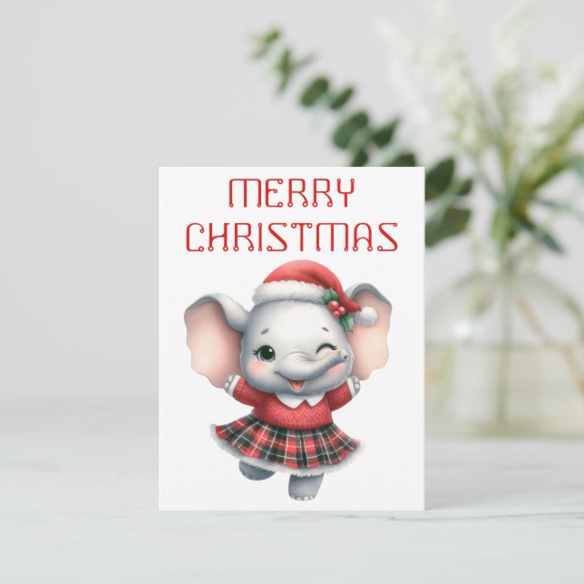 Dancing Elephant Calf - Christmas Card (Standing Front)