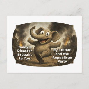 Dancing Elephant DISASTER Postcard