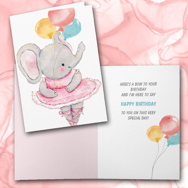 Dancing Elephant with Balloons Birthday Card (Creator Uploaded)