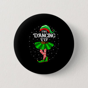 Dancing Elf Christmas Family Matching Women Girls Button