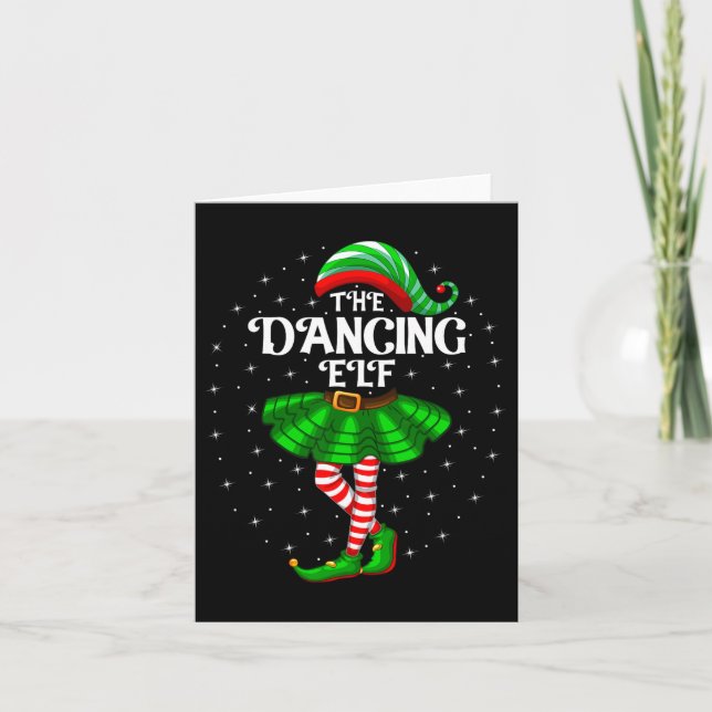 Dancing Elf Christmas Family Matching Women Girls  Card (Front)