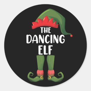Dancing Elf Family Matching Group Christmas Party  Classic Round Sticker