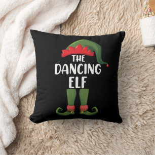 Dancing Elf Family Matching Group Christmas Party  Throw Pillow
